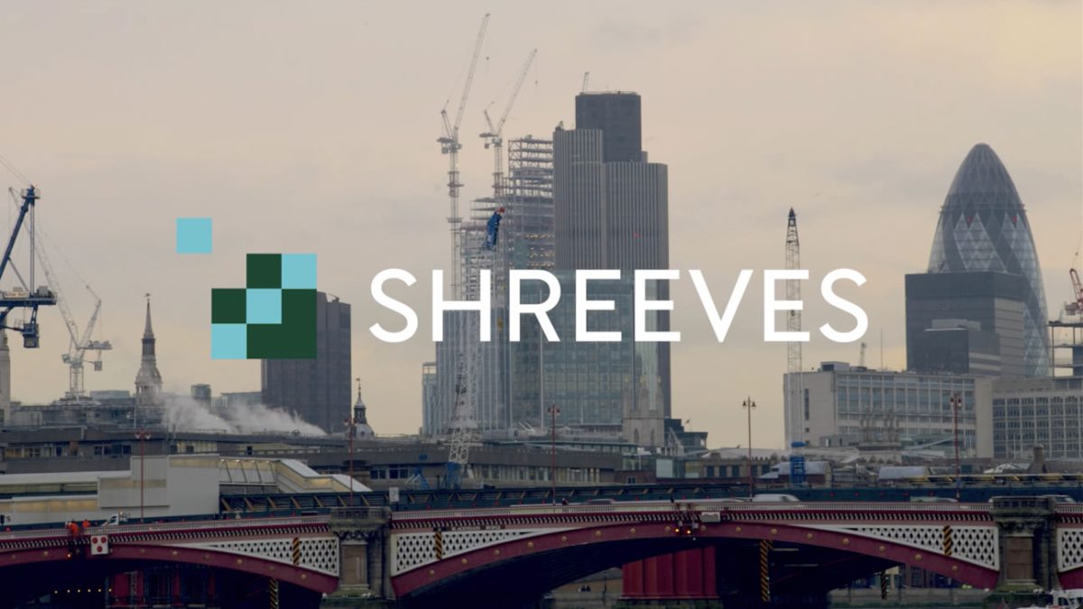 Shreeves logo on a backdrop of London